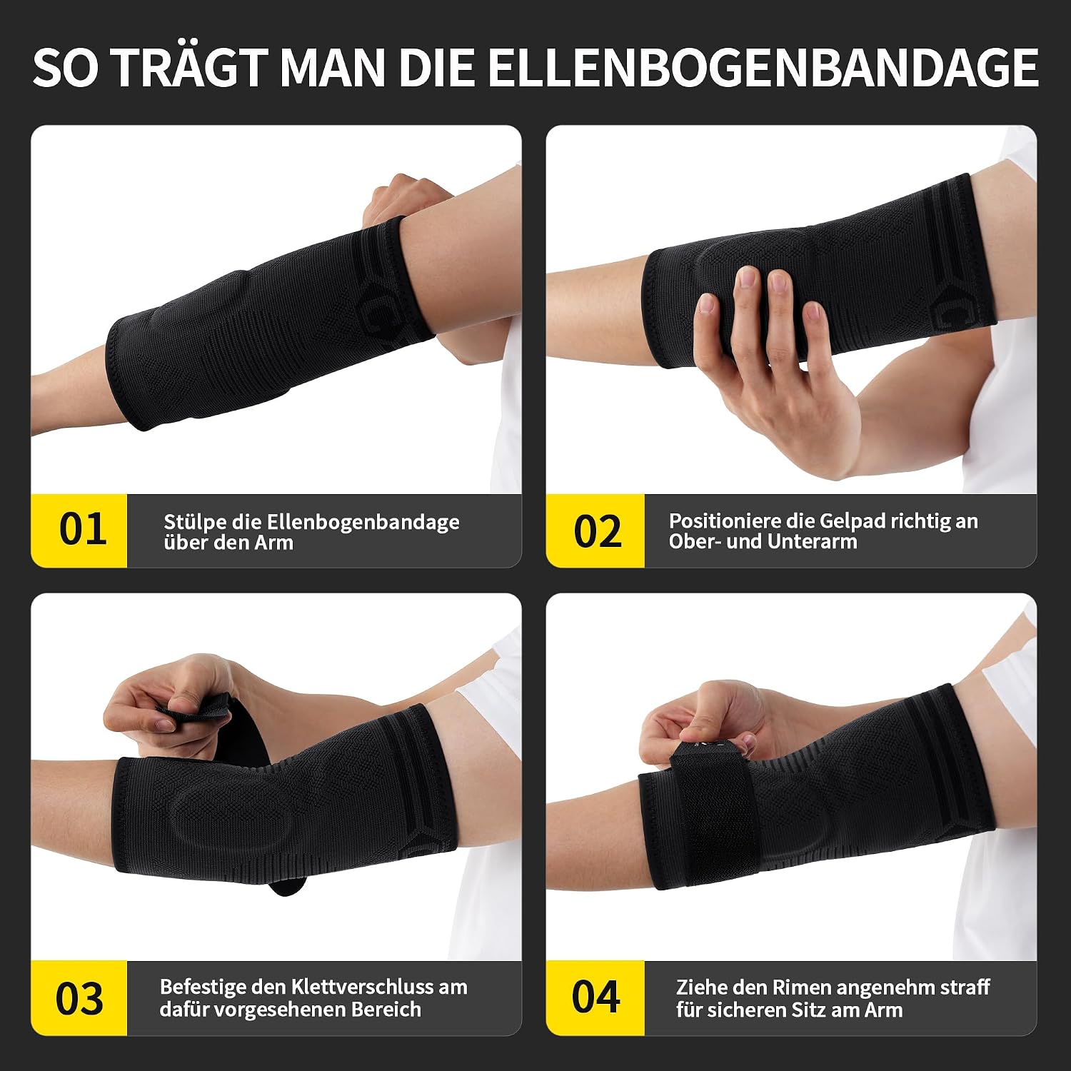 Detalle de CAMBIVO 2er Pack Ellenbogenbandage mit Riemen & Gel-Polster – Unterstützung bei Tennisarm, Golferarm und Arthritis
