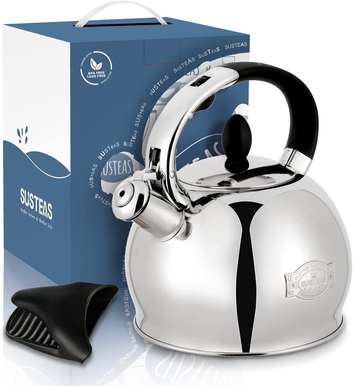 Thumbnail 6 de SUSTEAS Stove Top Whistling Tea Kettle — 2.64 Qt, Food Grade Stainless Steel with Cool-Touch Handle