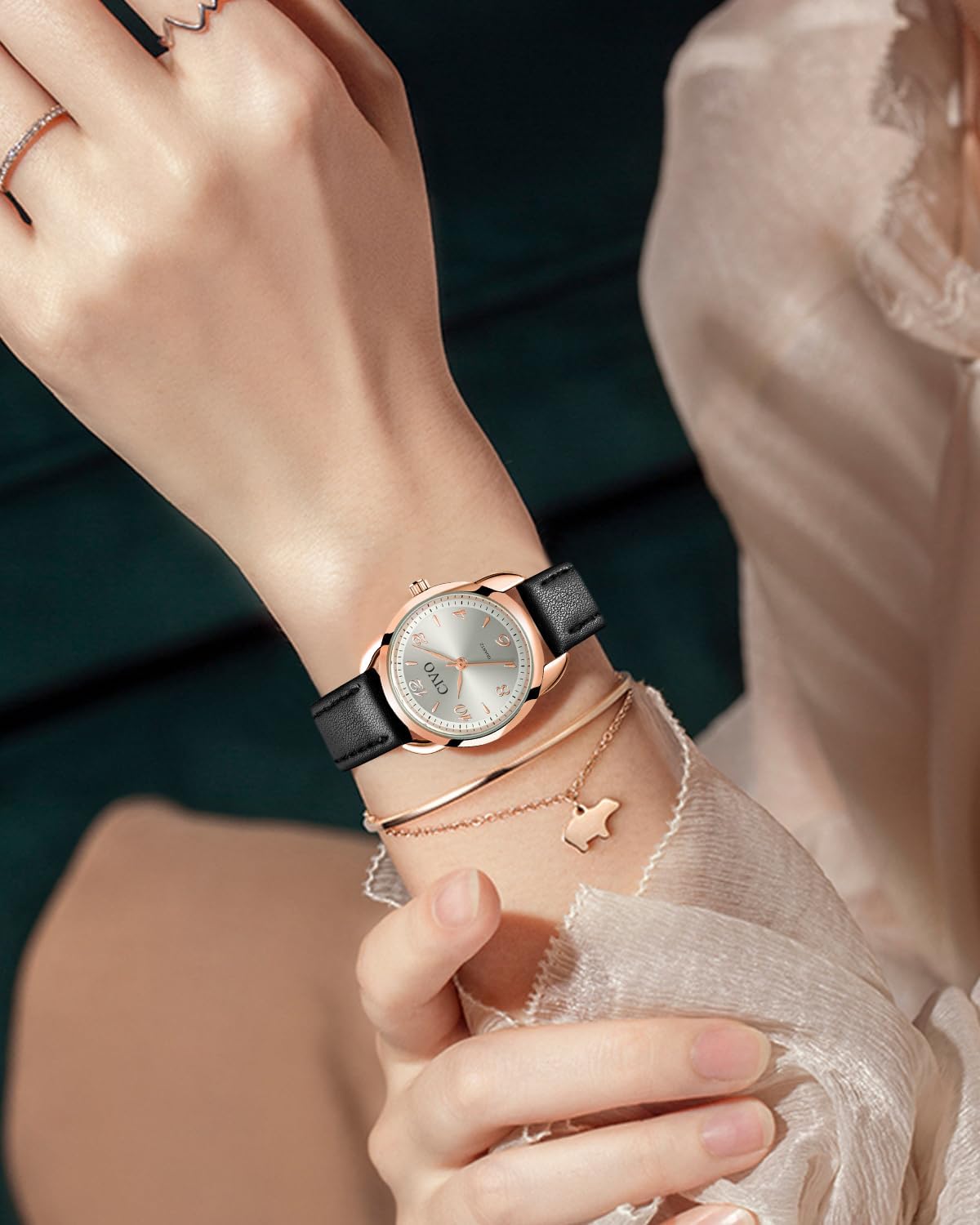 Thumbnail 1 de CIVO Klein Damenarmbanduhr mit Lederarmband – ultradünn, analog, 3ATM wasserdicht