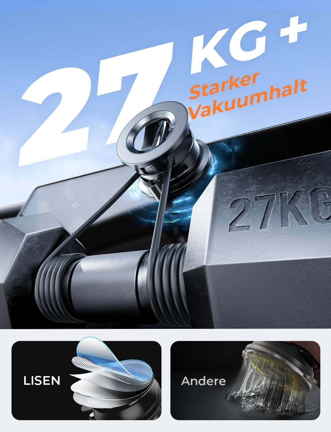 Detalle de LISEN Vakuum Magnet‑Autohalterung für iPhone