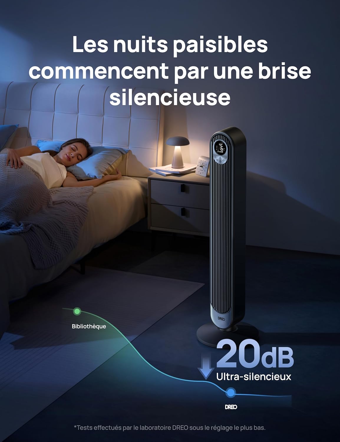 Detalle de DREO Ventilateur colonne 106 cm silencieux, 9 vitesses đŹ