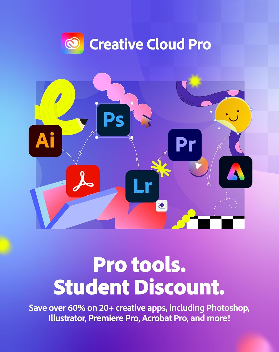 Detalle 2 de Adobe Creative Cloud Pro STE Student & Teacher Edition: 20+ Apps, 100GB Storage, 12-Month Subscription