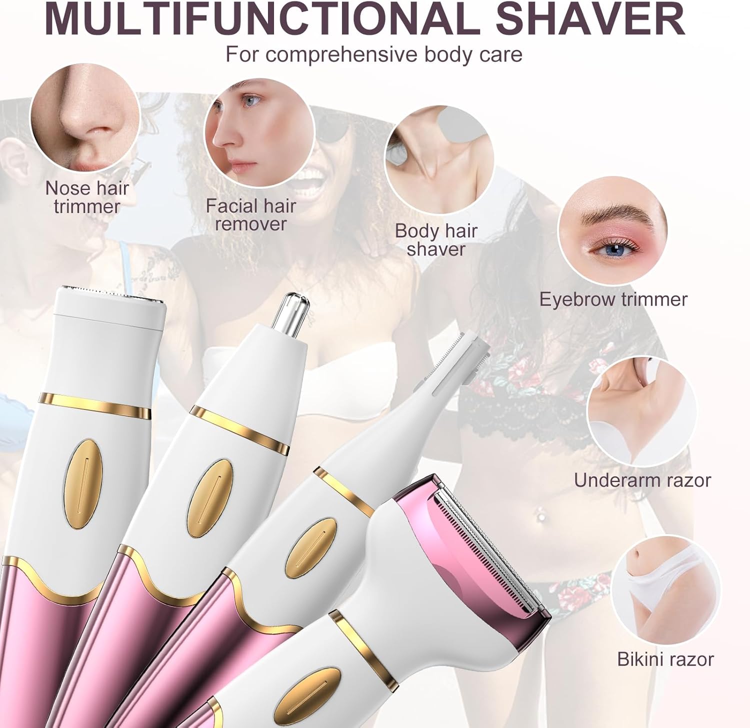 Thumbnail 1 de Koeutoze 4-in-1 Electric Women’s Shaver with Digital Display (IPX7 Waterproof) – Bikini, Facial & Full-Body Trimming
