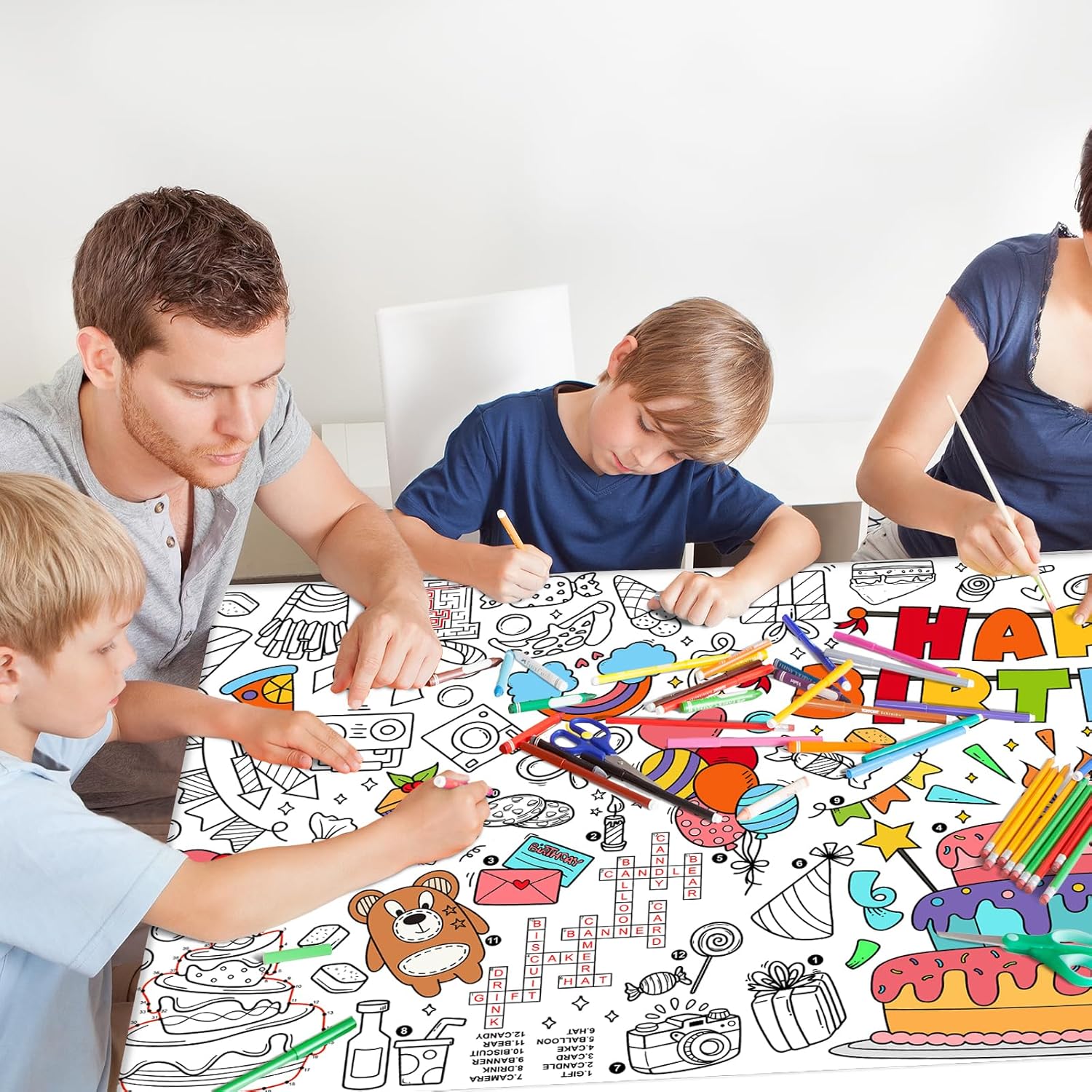 Thumbnail 5 de Gatherfun Giant Coloring Poster for Classroom Wall (31.5 x 72 in) — Birthday Activity Poster/Table Cover