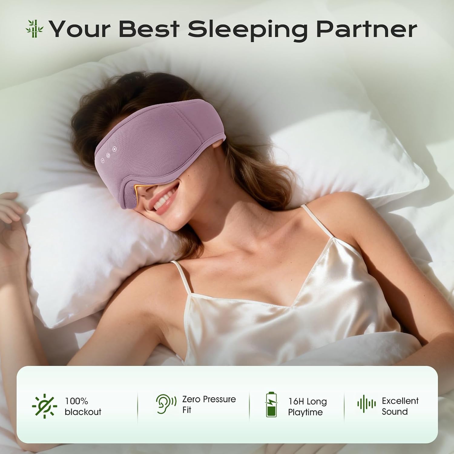 Thumbnail 2 de MUSICOZY Sleep Mask Headphones – Bamboo Cotton, Zero-Pressure Eye Mask with Bluetooth 5.4