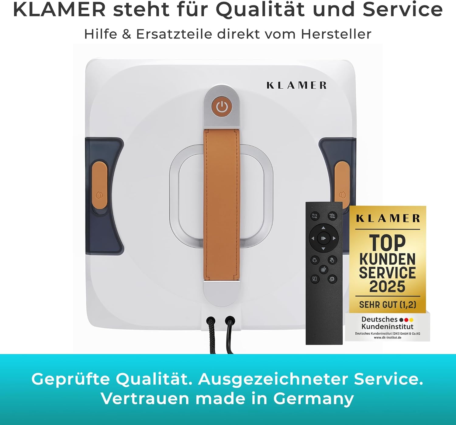 Detalle de KLAMER Fensterputzroboter 3500 Pa – automatischer Fensterreiniger mit 100 ml Doppelwassertank