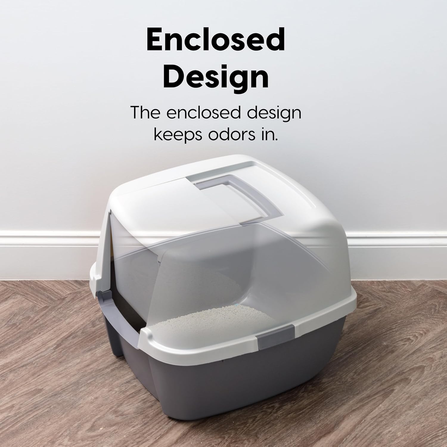 Detalle 2 de IRIS USA 588430 Large Covered Cat Litter Box, Front Entry, Dark Gray