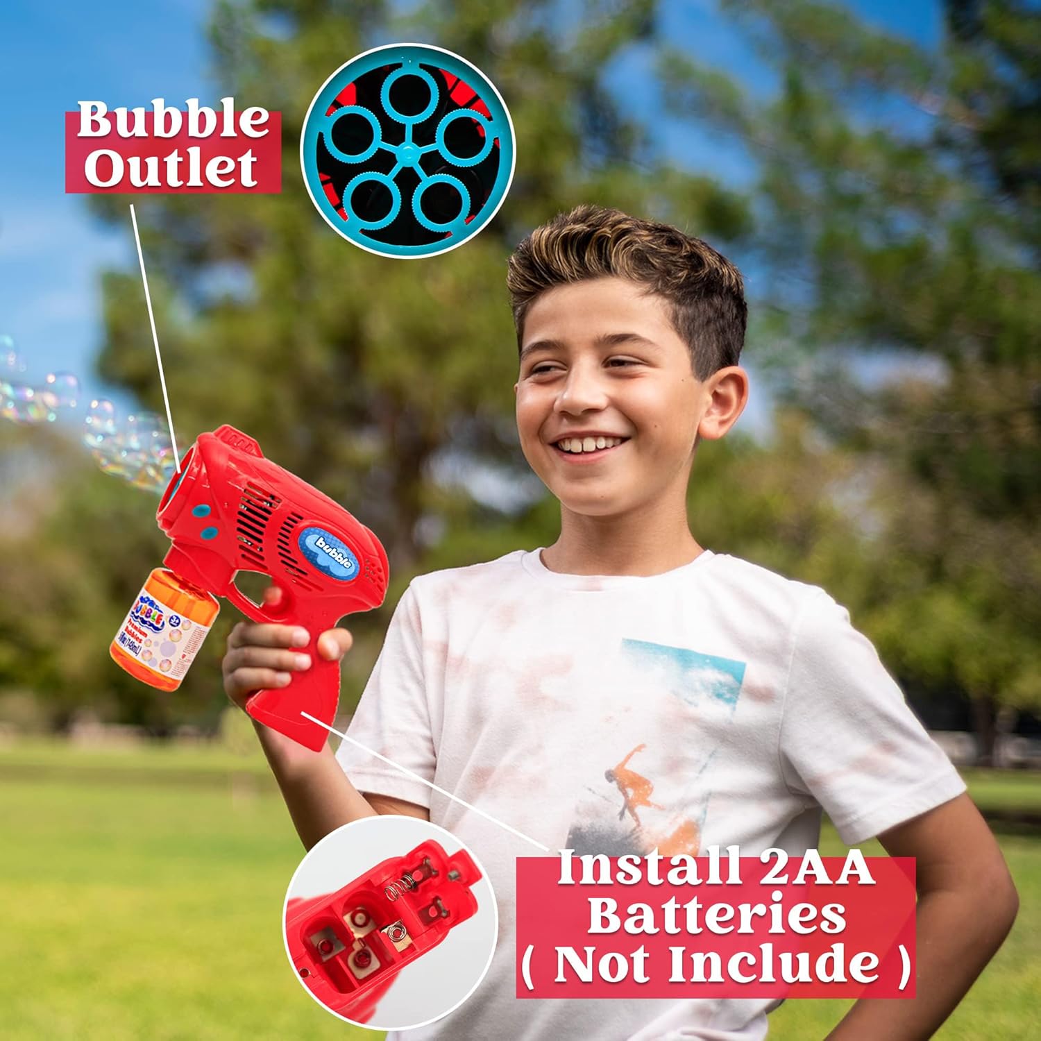 Thumbnail 3 de JOYIN 2 Bubble Guns (Age 3+) with 2 Bubble Solution bottles — kids’ bubble blaster for outdoor play
