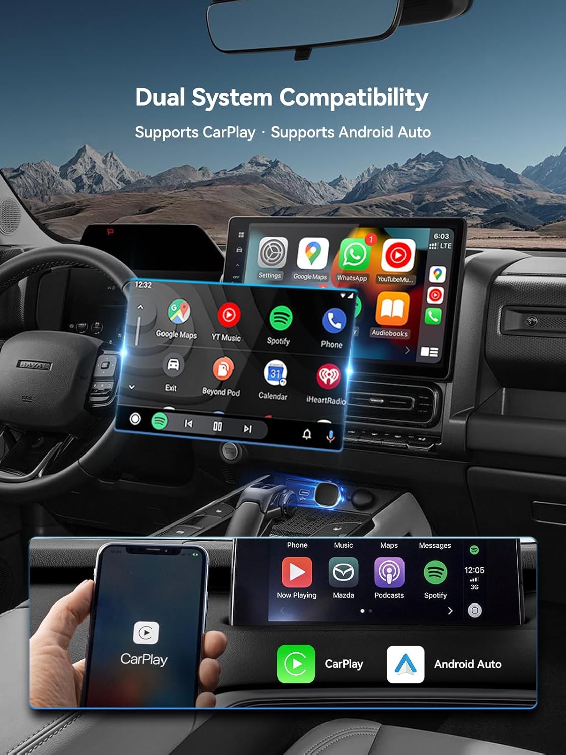 Thumbnail 3 de Spedal USB-C Wireless CarPlay & Android Auto Adapter – 2026 Upgraded with One-Button Dual Phone Switching