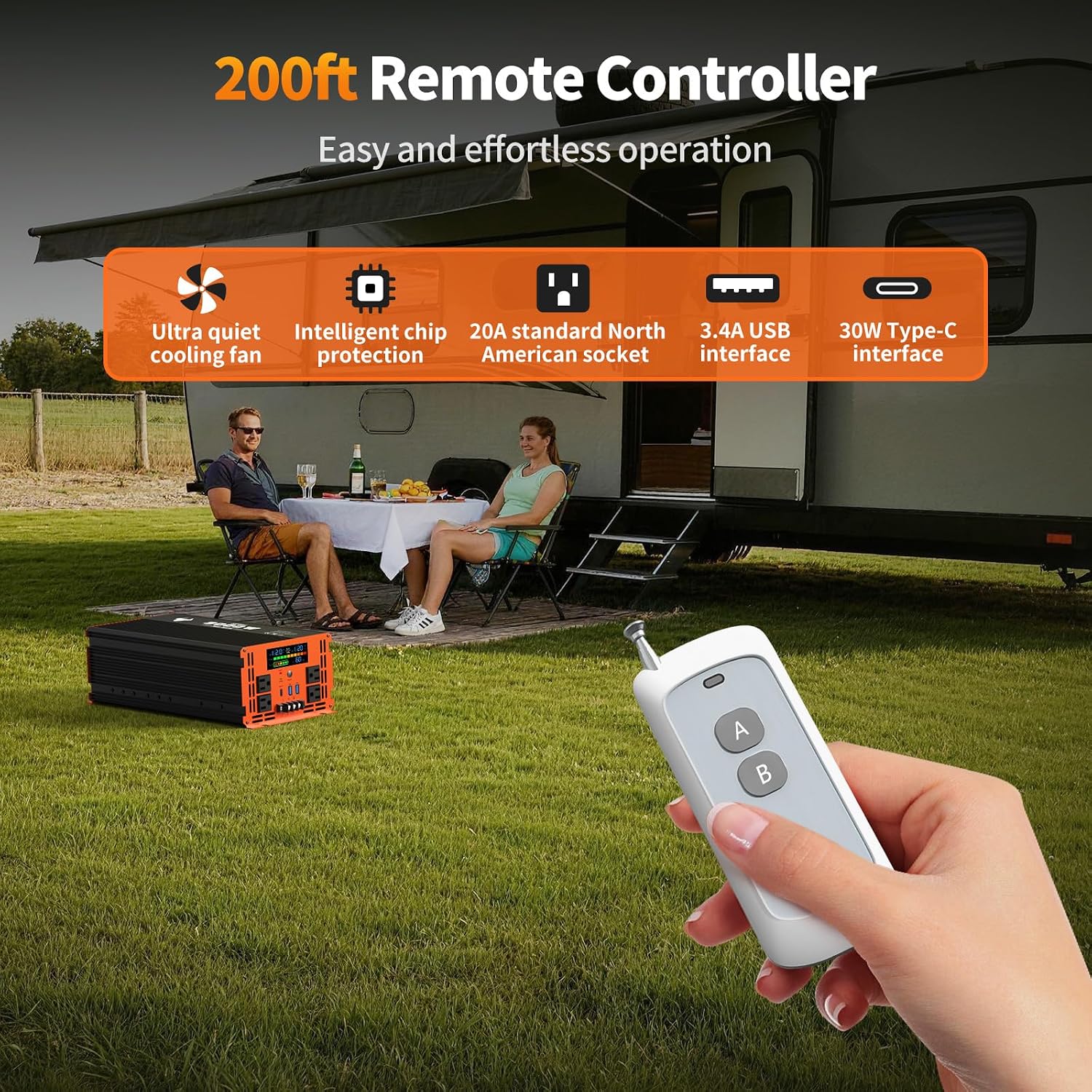 Detalle 1 de TOPBULL 003 Inverter, 5000W 12V to 110/120V AC with Remote Control