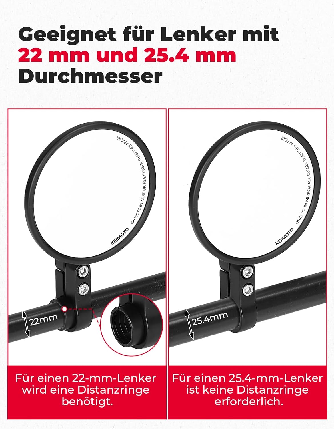 Detalle de KEMIMOTO Rétroviseur moto homologué E24 (1 pièce) CNC, pivotant 360°