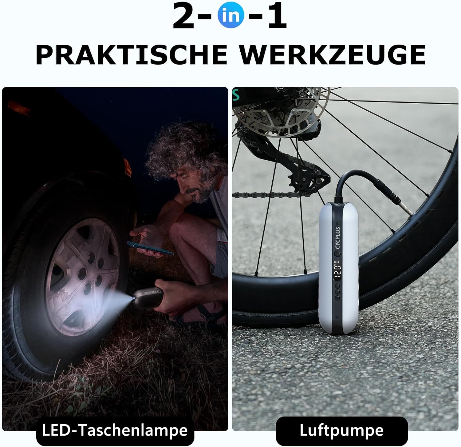 Thumbnail 5 de CYCPLUS Luftpumpe 150 PSI – Tragbare Elektronik-Luftpumpe mit LED Anzeige, 380 g
