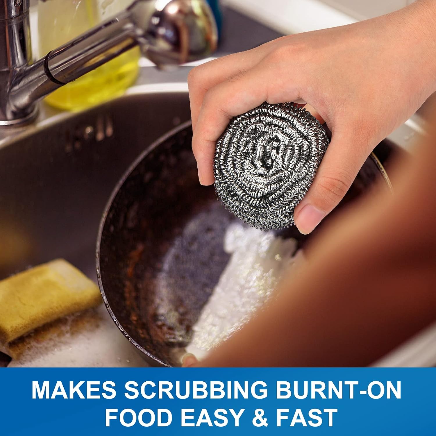 Thumbnail 3 de 10 Pack Stainless Steel Scrubber: Durable Scrubbing for Pots, Pans, Grills & More