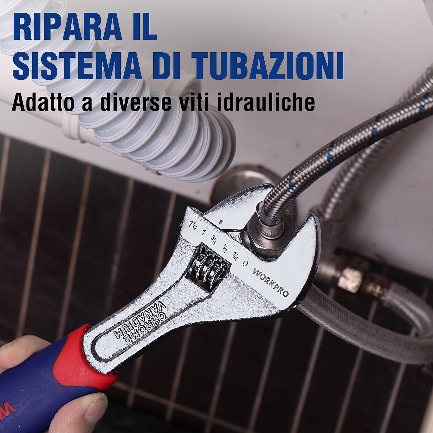 Thumbnail 6 de WORKPRO Set Chiavi Regolabili 3 Pezzi: 150–250 mm, apertura 19–28 mm, manico in gomma