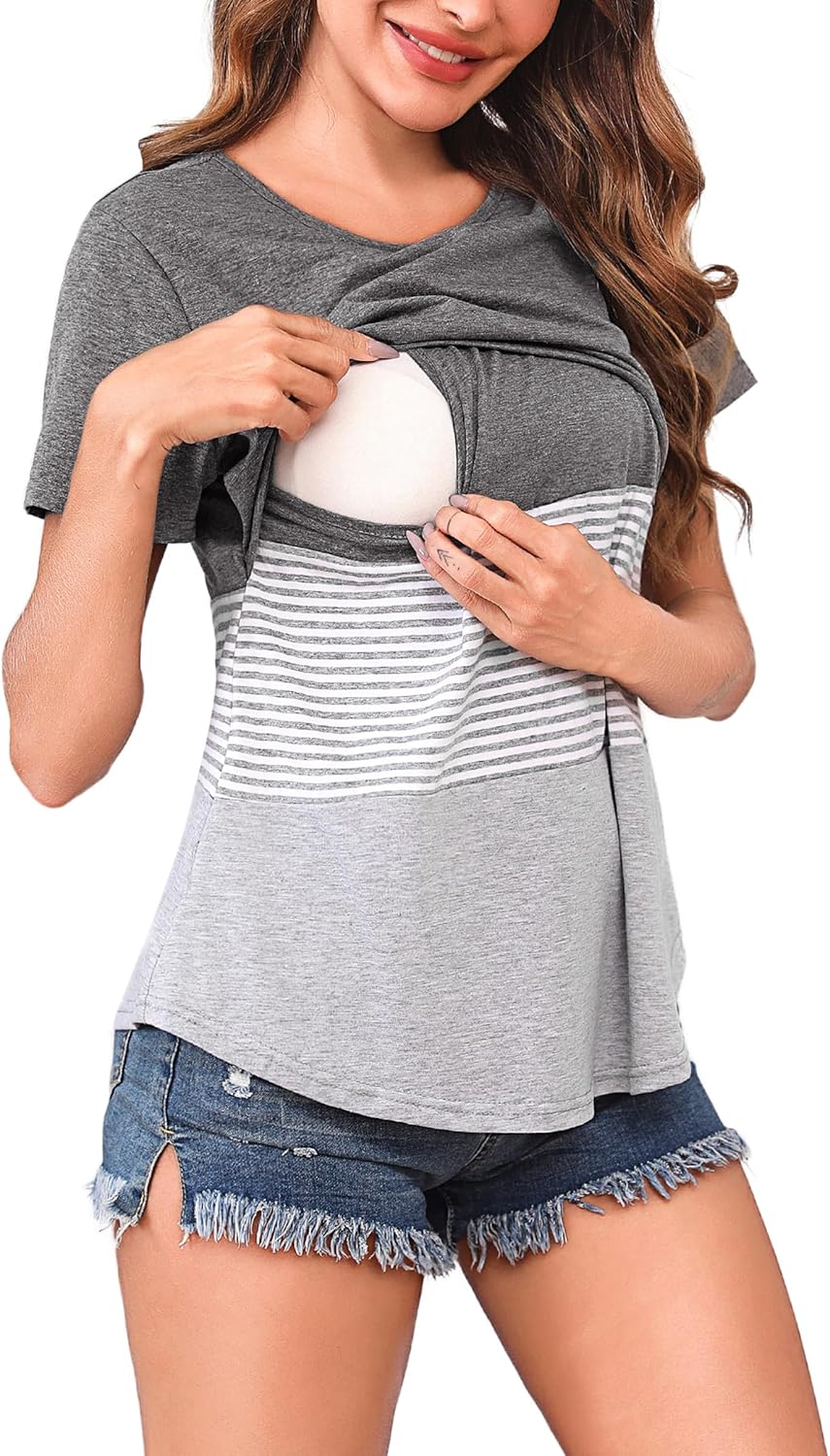 Thumbnail 6 de Bresdk T-shirt d’allaitement manches courtes en coton avec ouverture pour allaiter