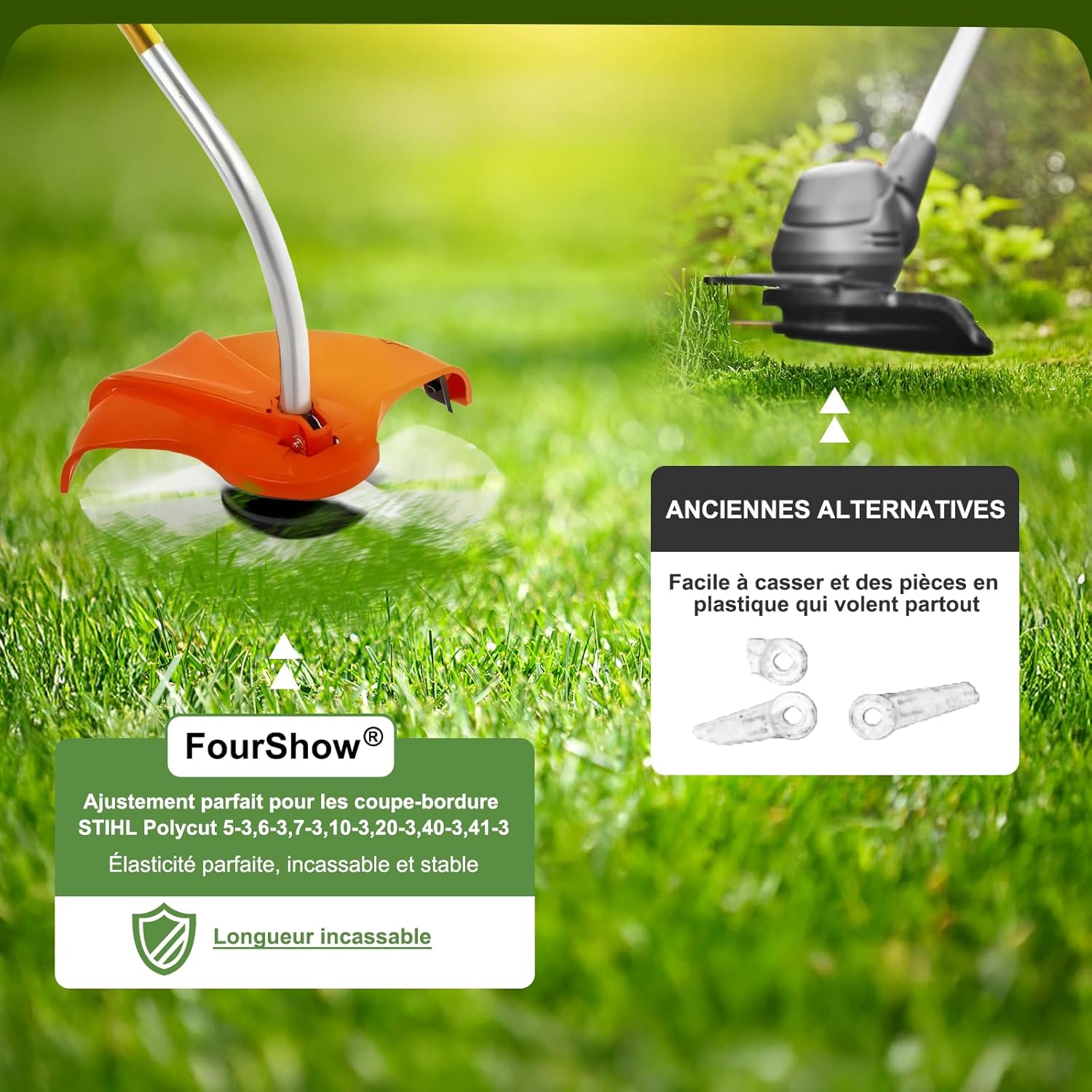 Detalle de FourShow 25 lames de rechange en nylon pour débroussailleuse/ coupe-bordures STIHL Polycut 5-3,6-3,7-3,10-3,20-3,40-3,41-3