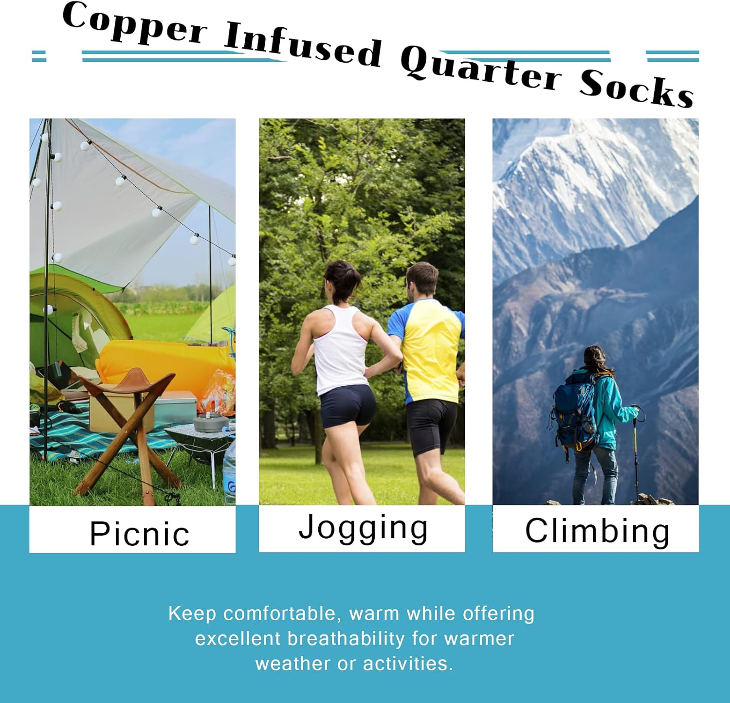 Thumbnail 6 de Kodal copper infused quarter socks (4/5 pairs) – moisture-wicking, odour control and comfortable daily wear