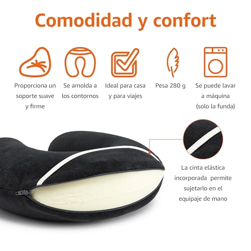 Thumbnail 1 de Amazon Basics Semicircular Almohada para cuello de espuma viscoelástica (negro)