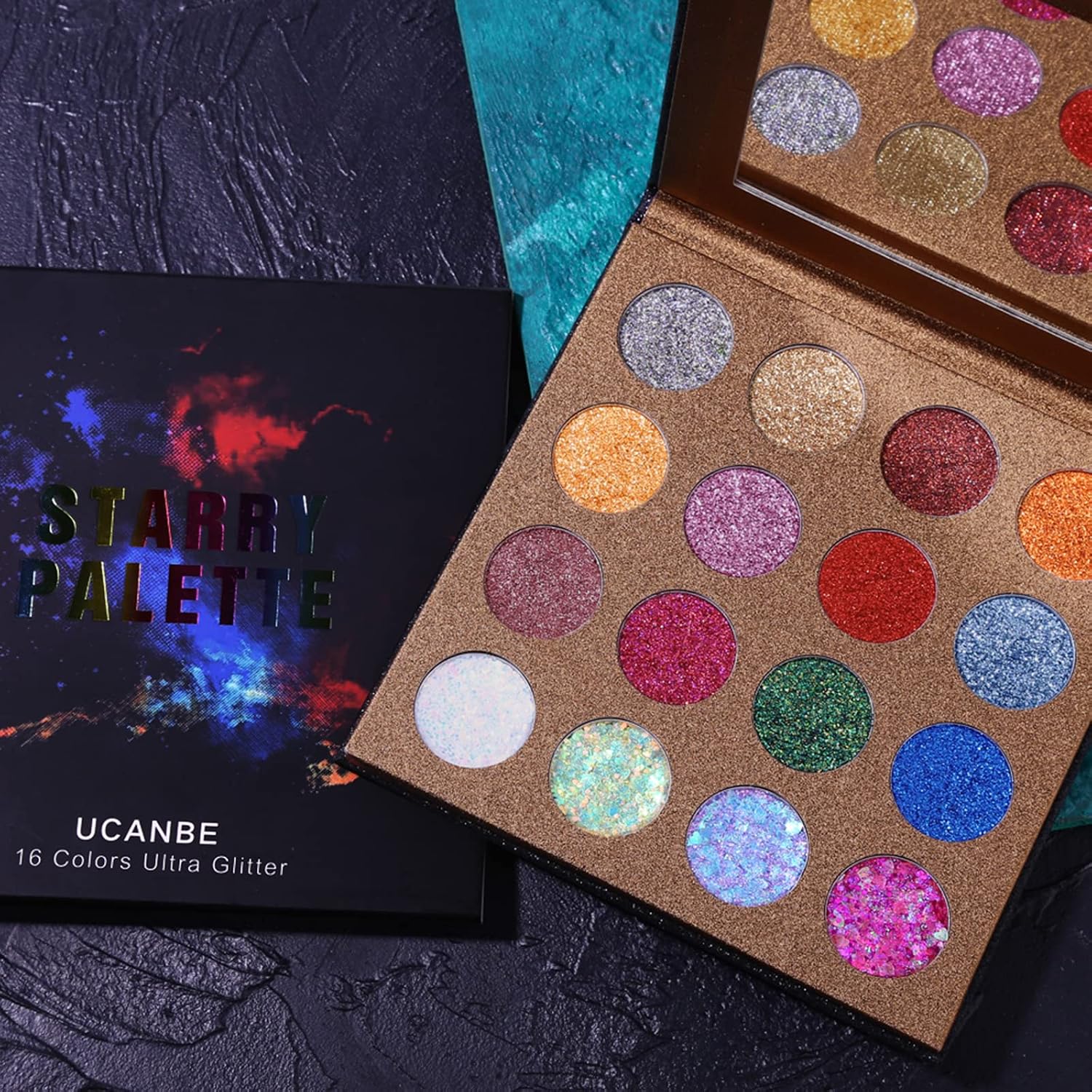 Detalle 2 de UCANBE STUB037 Starry Glitter Eyeshadow Palette, 16 Colours