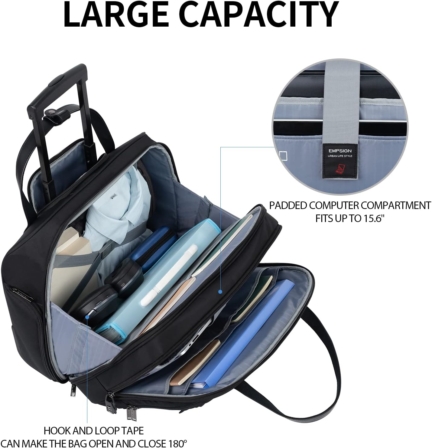 Detalle de EMPSIGN Rolling Laptop Bag 15.6 Inch