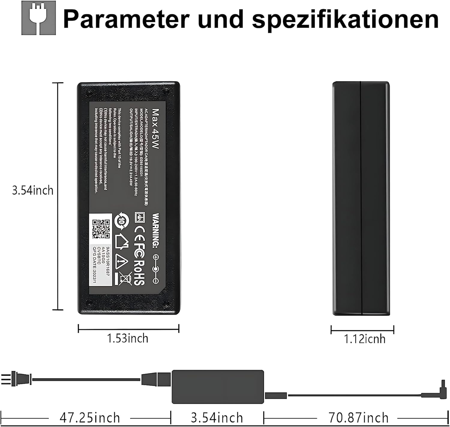 Thumbnail 4 de HP Ladekabel Ersatz 45W 19,5V 2,31A Blaue Spitze