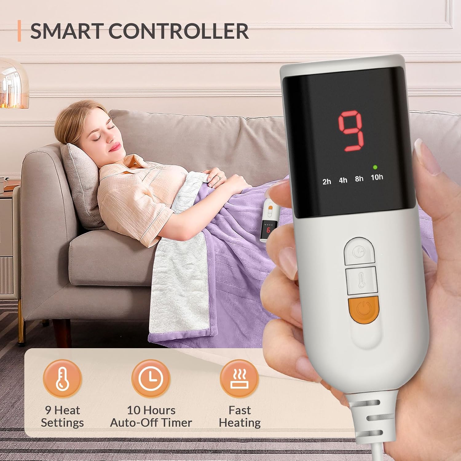 Thumbnail 1 de HOMLYNS LuxeHeat Heated Blanket 160x130 cm