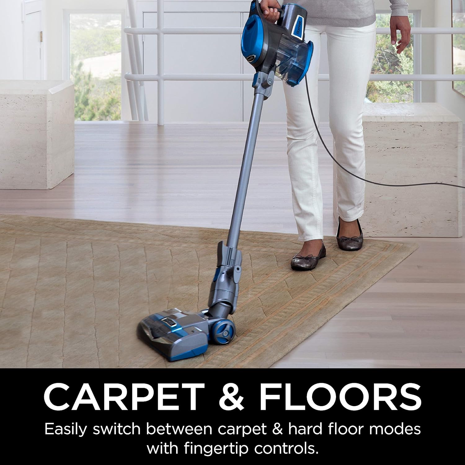 Detalle de Shark Rocket HV300C Corded Stick Vacuum, 2-in-1, Swivel Steering, Blue