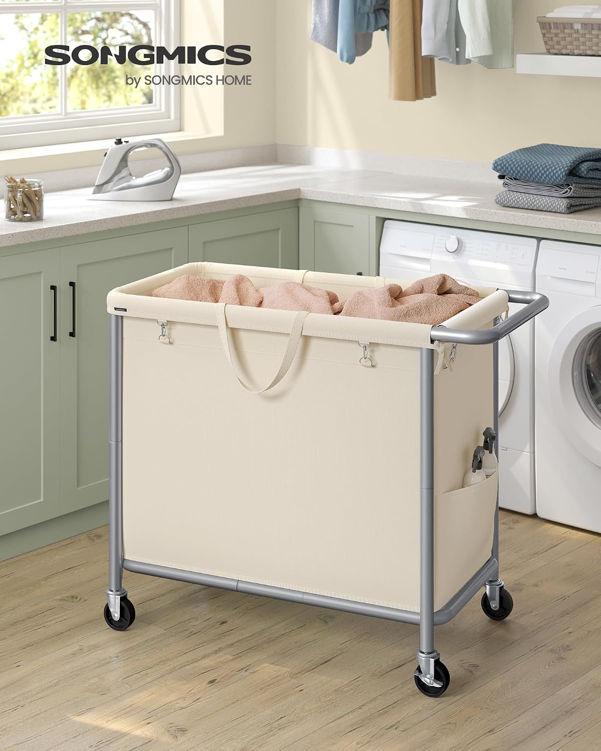 Detalle 2 de SONGMICS Laundry Basket with Wheels rolling laundry hamper 47.5 Gallons