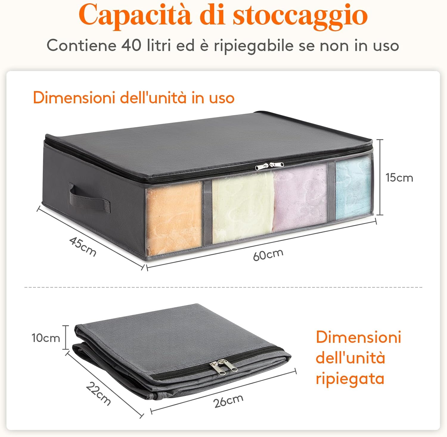 Thumbnail 1 de Lifewit Contenitori Sottoletto in Tessuto con Finestra Frontale – 2 pezzi, 40 L ciascuno