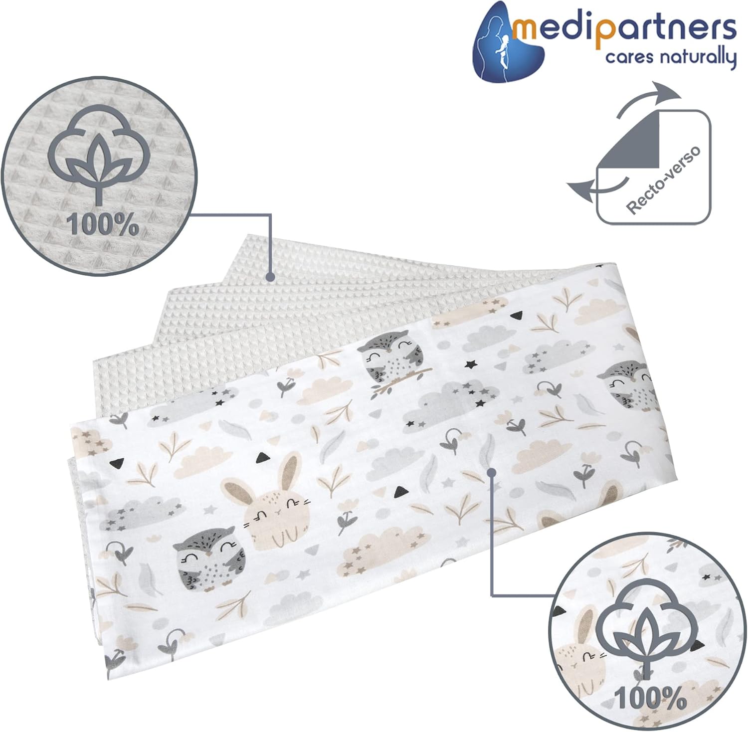Detalle de Medi Partners Copertina neonata in cotone 75x100