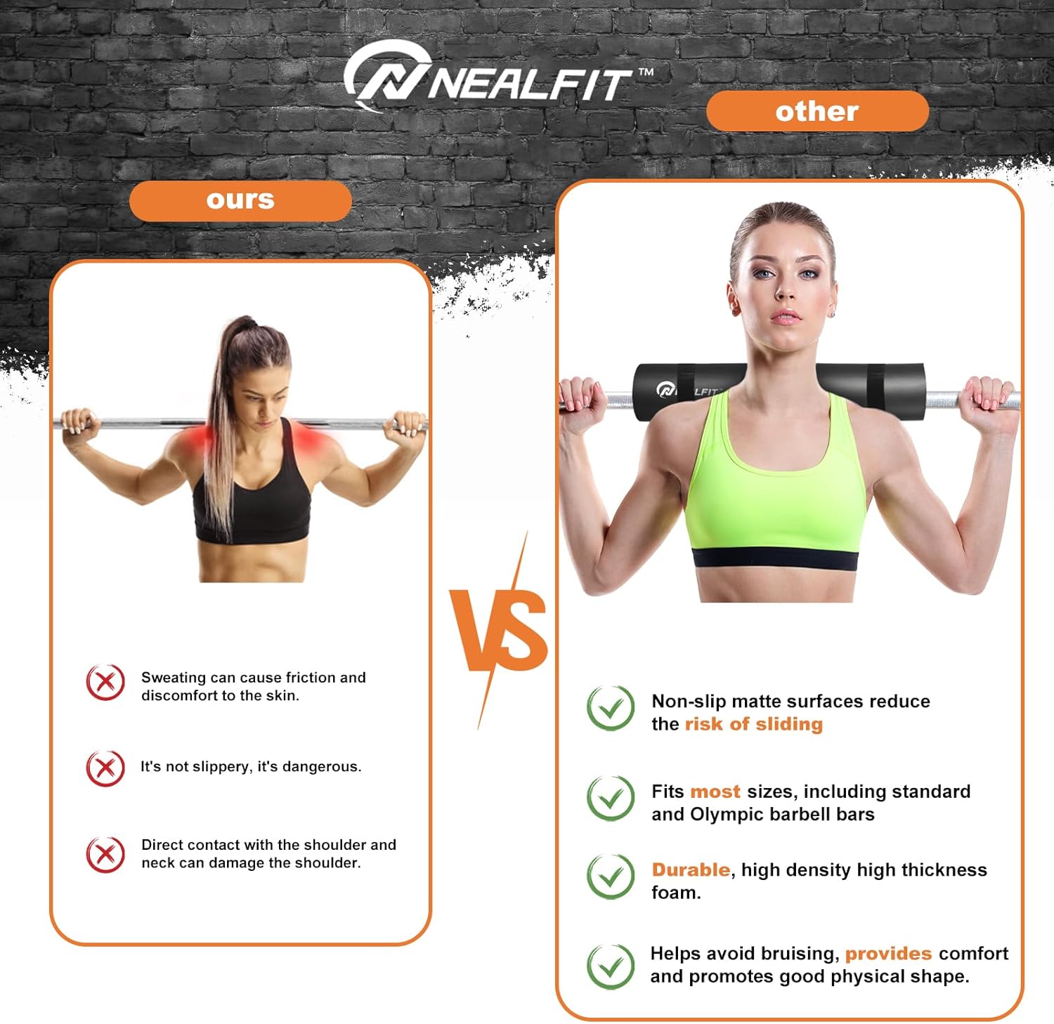 Detalle 1 de NEALFIT squat bar pad for weightlifting