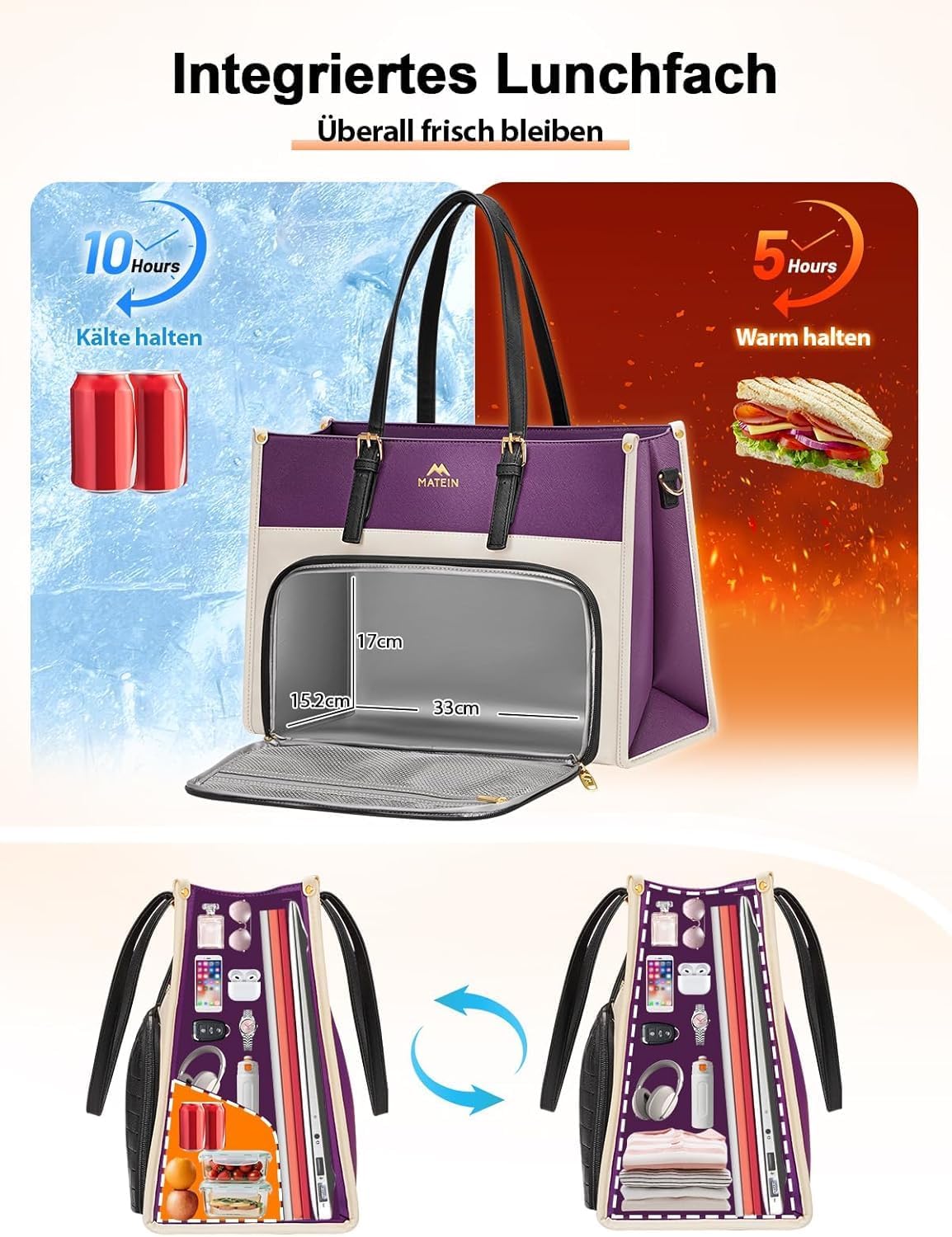 Thumbnail 2 de MATEIN Lunchtasche 15,6 Zoll mit Kühlfach