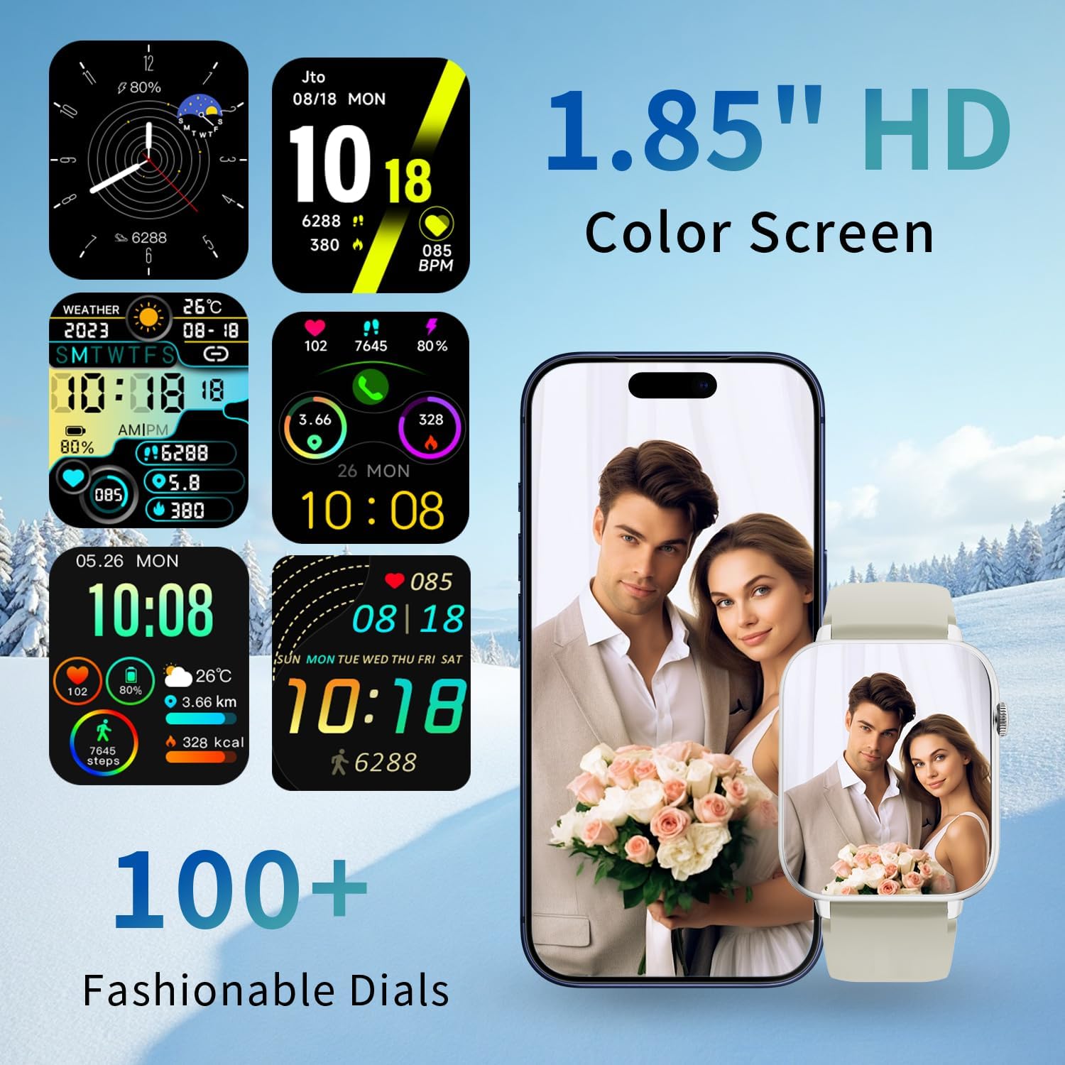 Detalle 2 de Smart Watch for Men Women with 1.85" Touchscreen and 100+ Sports Modes