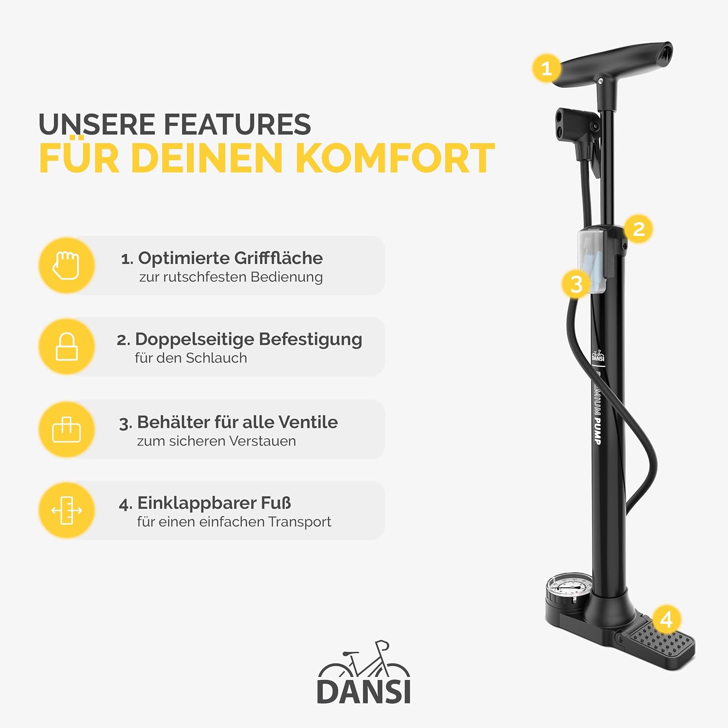 Thumbnail 4 de DANSI Stand-Fahrradpumpe AV SV DV
