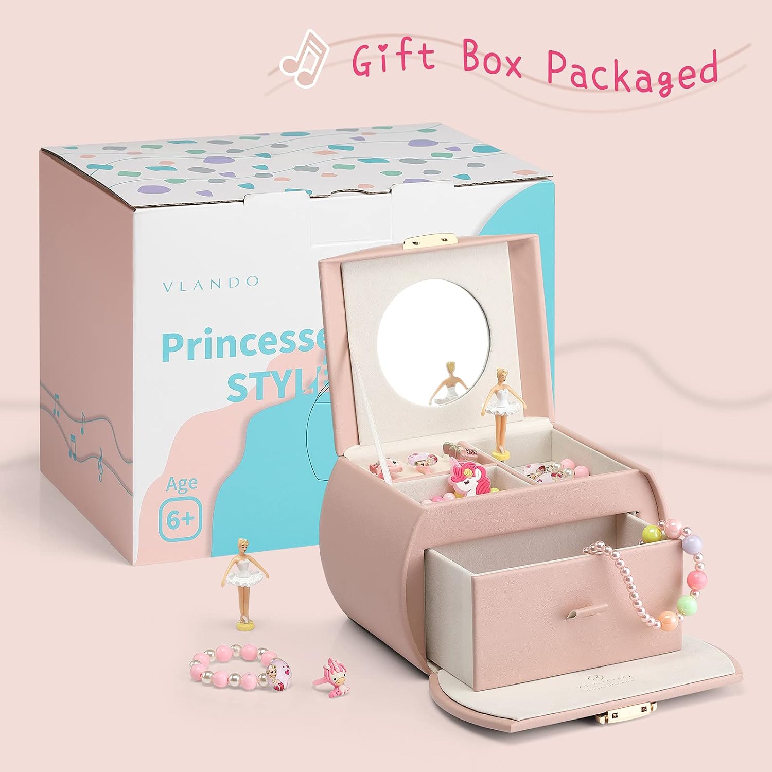 Thumbnail 3 de VLANDO Kids Musical Jewelry Box for Girls with Drawer