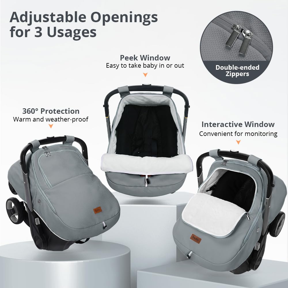 Thumbnail 4 de Bioby BG-CSC-12 Winter Baby Car Seat Cover with Fleece Lining, Gray