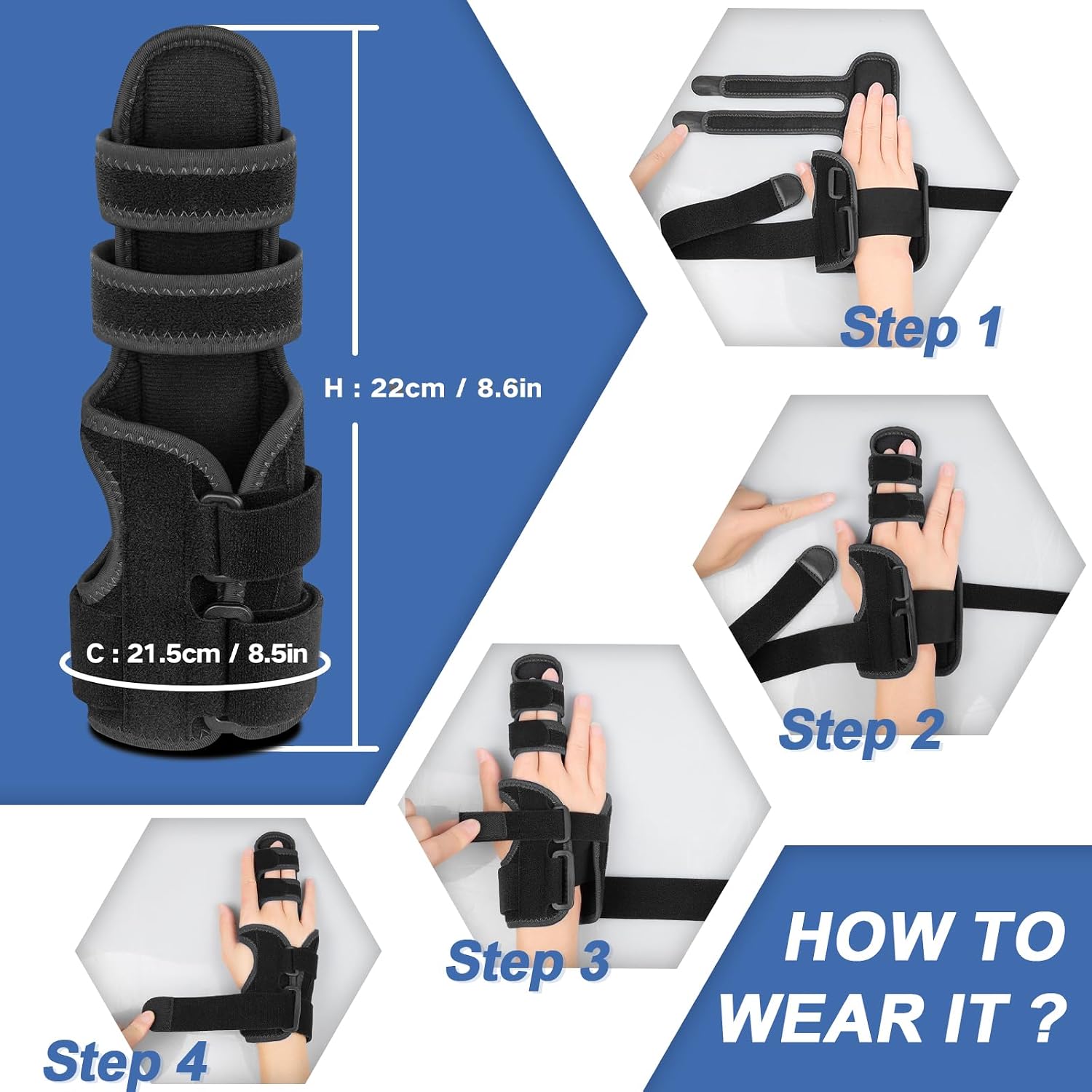 Thumbnail 6 de TISMOD WB02 Finger Splint for Left Hand, Adjustable Hook-and-Loop Support