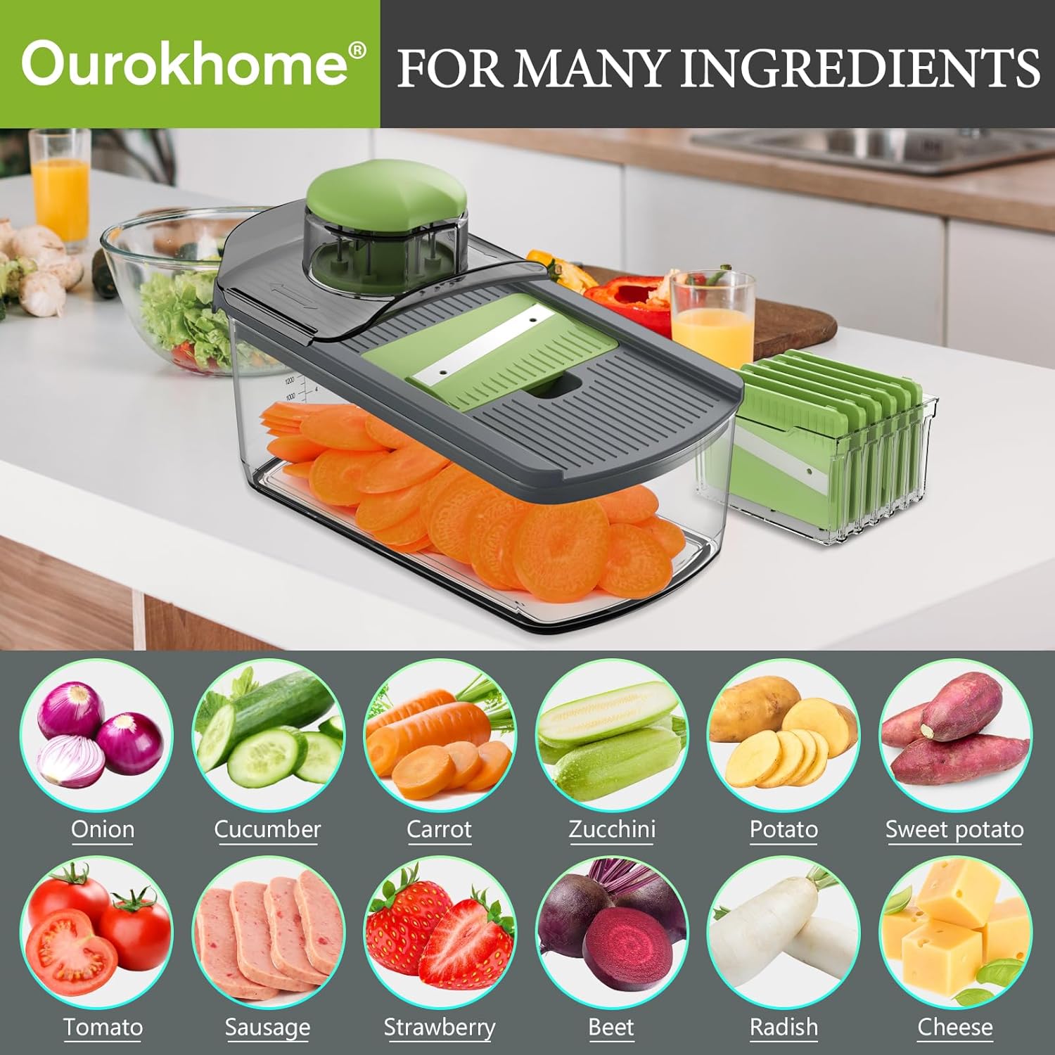 Thumbnail 5 de Ourokhome Mandolin Slicer 6-Blade 🍴