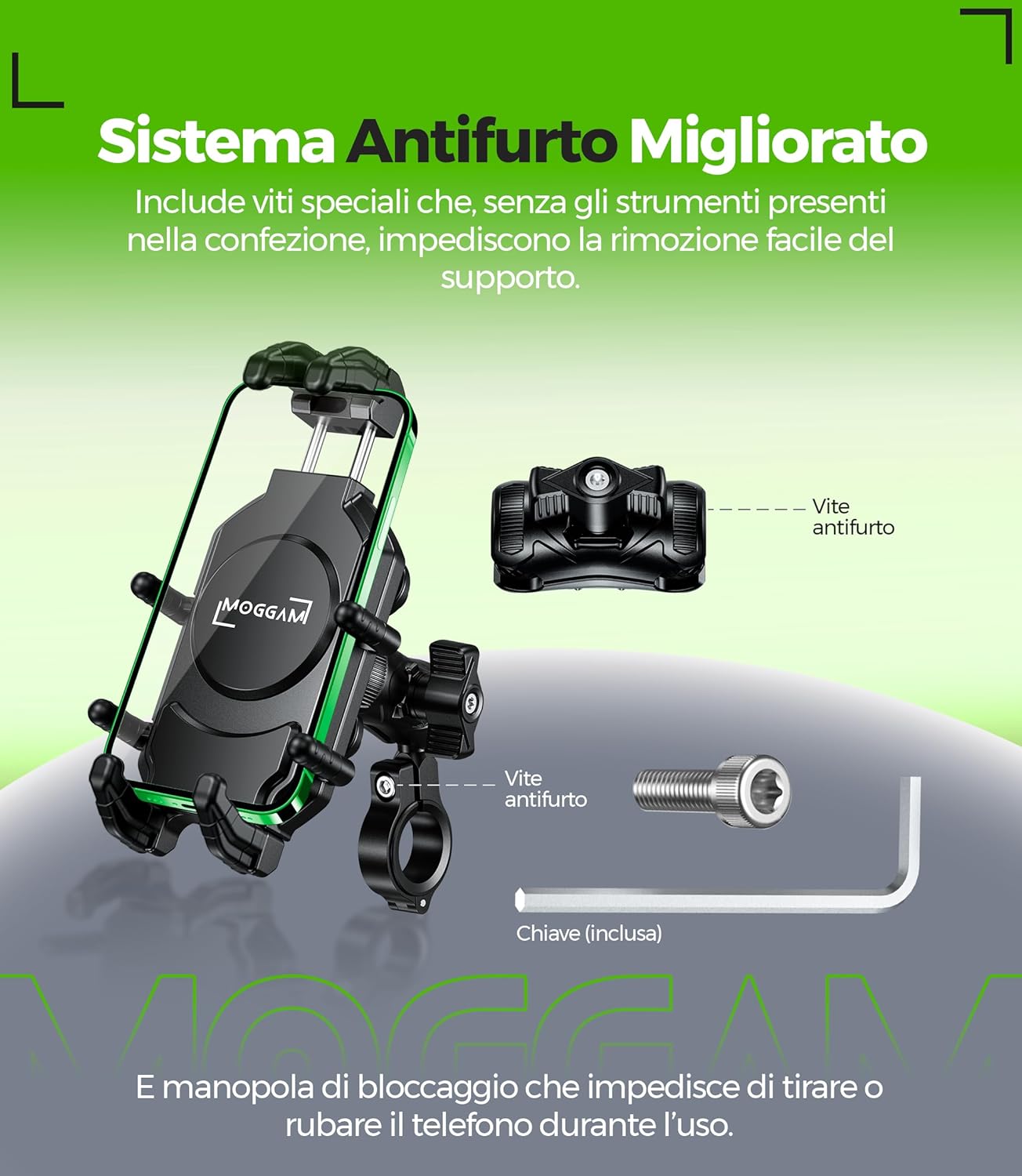 Thumbnail 5 de MOGGAM Porta Cellulare Moto Antivibrazione – Supporto rugged per manubrio 22–32 mm, 5.4–7.2 pollici