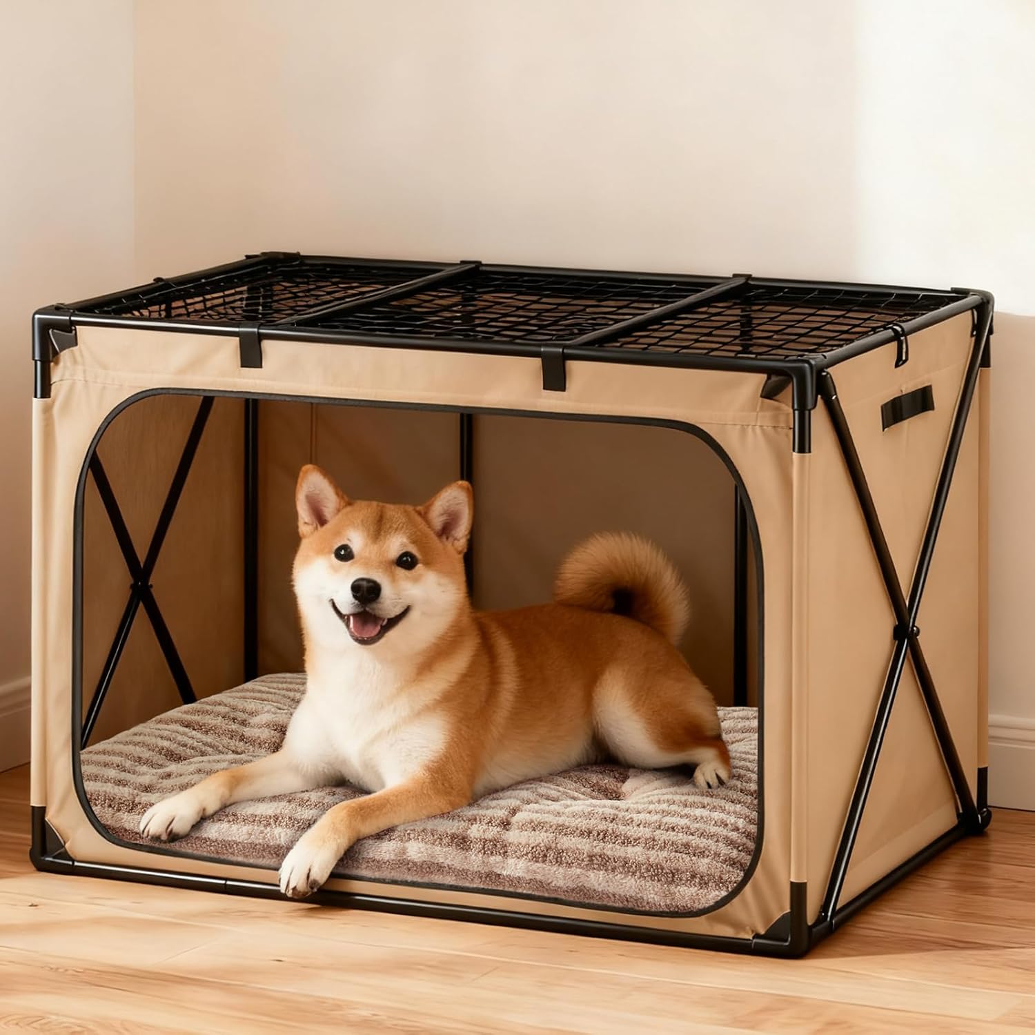 Detalle 2 de FURTIME Dog Bed, Brown, 35 x 23 x 3.5 Inches, Washable Plush Crate Pad