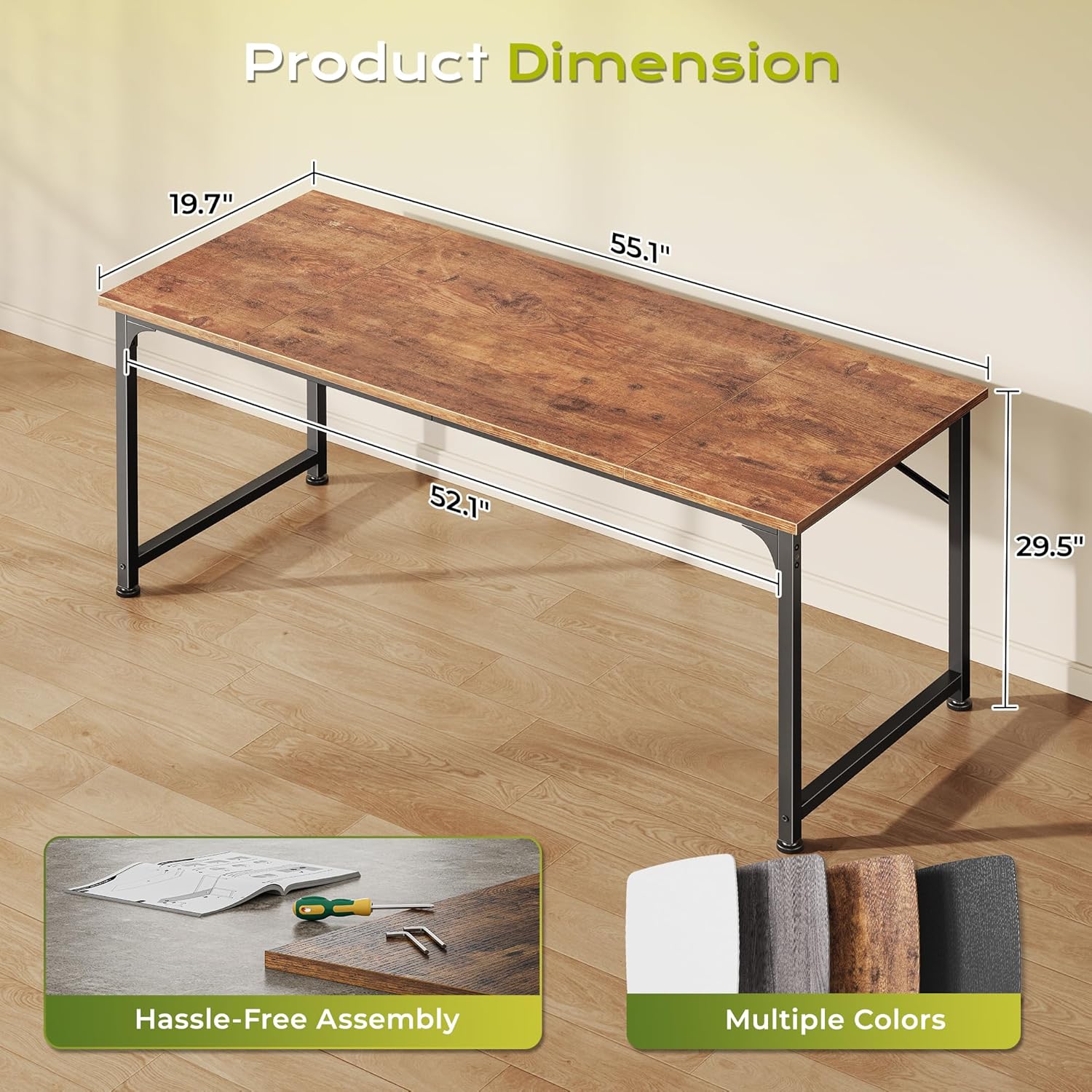 Thumbnail 2 de PRAISUN 55 Inch Computer Desk: A Versatile Home Office & Gaming Table