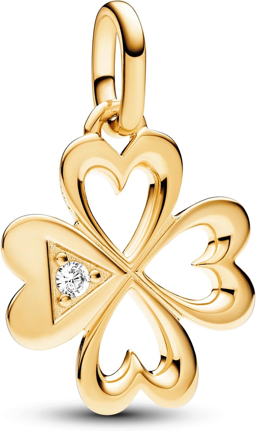 Detalle de PANDORA Me Herz Vierblättriges Kleeblatt Medaillon-Charm 763034C01 Anhänger – 925-Sterling