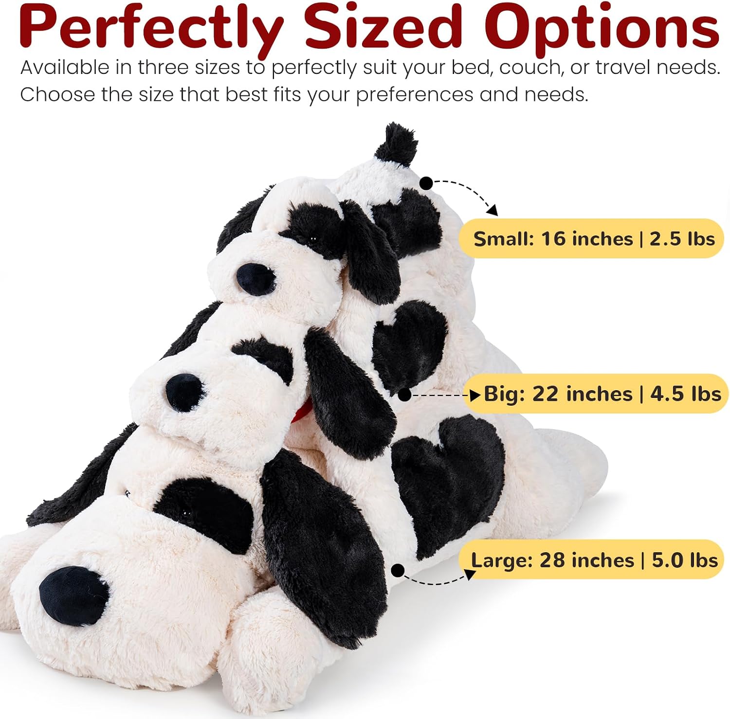 Detalle de Meowtastic Black & White Weighted Dog Stuffed Animal (22 Inch, 4.5 lbs)