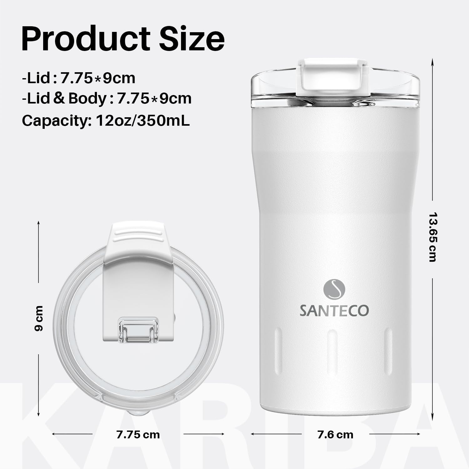 Detalle 2 de SANTECO Thermo Mug ☕ Taza térmica acero inoxidable 350/500ml