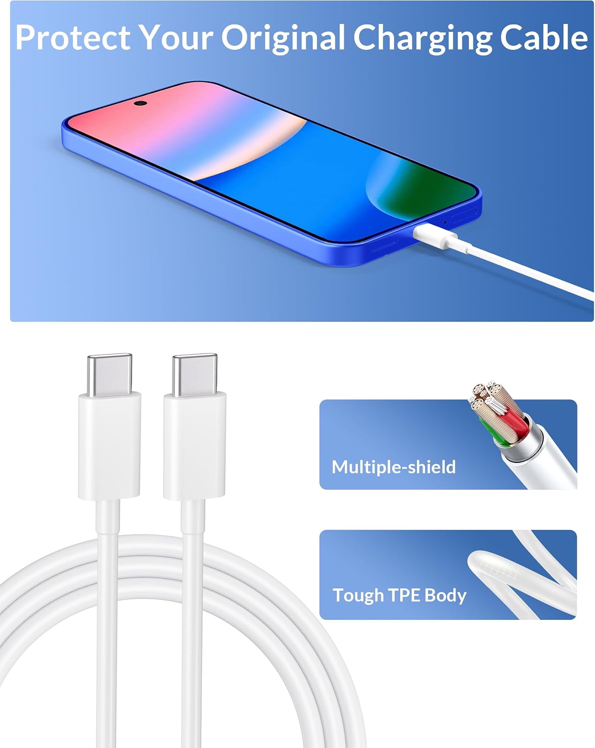 Thumbnail 5 de Google Pixel 30W 2‑Port Fast Charger USB‑C Cable