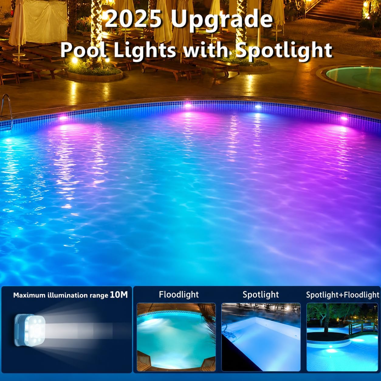 Thumbnail 5 de HL Pack di 2 Luci Piscina Fuori Terra: LED subacquee IP68 con telecomando e magneti integrati