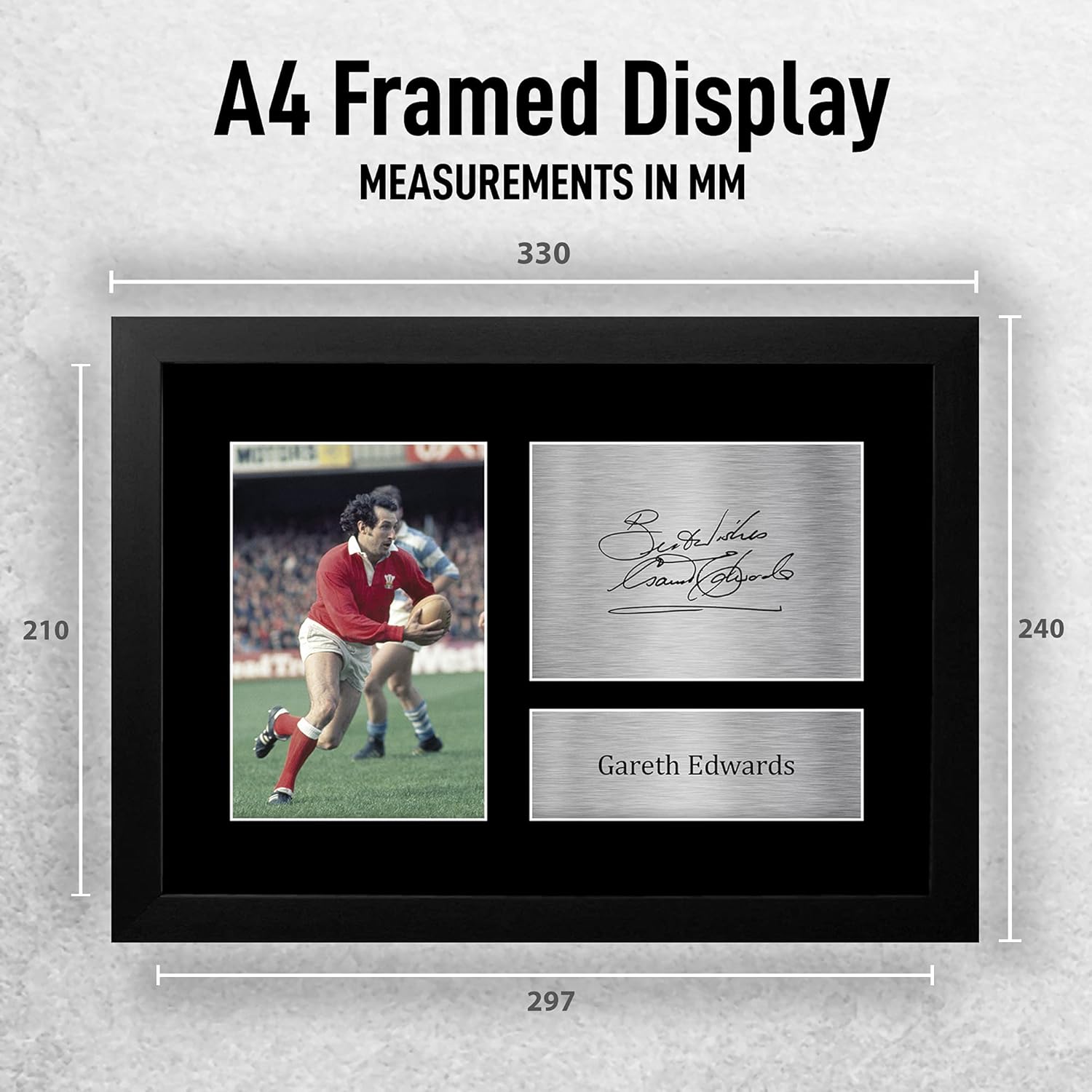 Thumbnail 1 de HWC Trading FR A4 Gareth Edwards Wales framed signed autograph picture (rugby union gift)