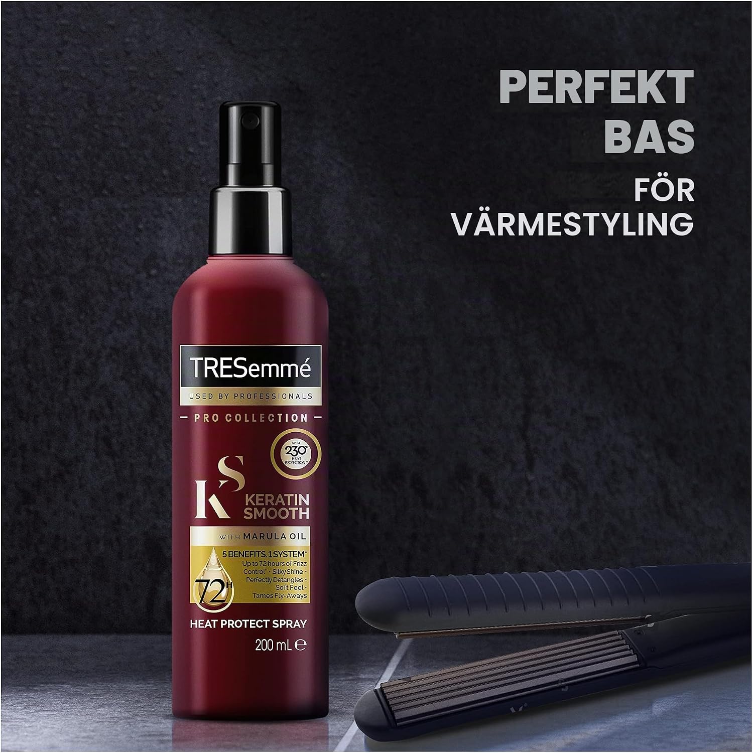 Detalle de TRESemmé Keratin värmeskyddande spray, aerosol, 200 ml