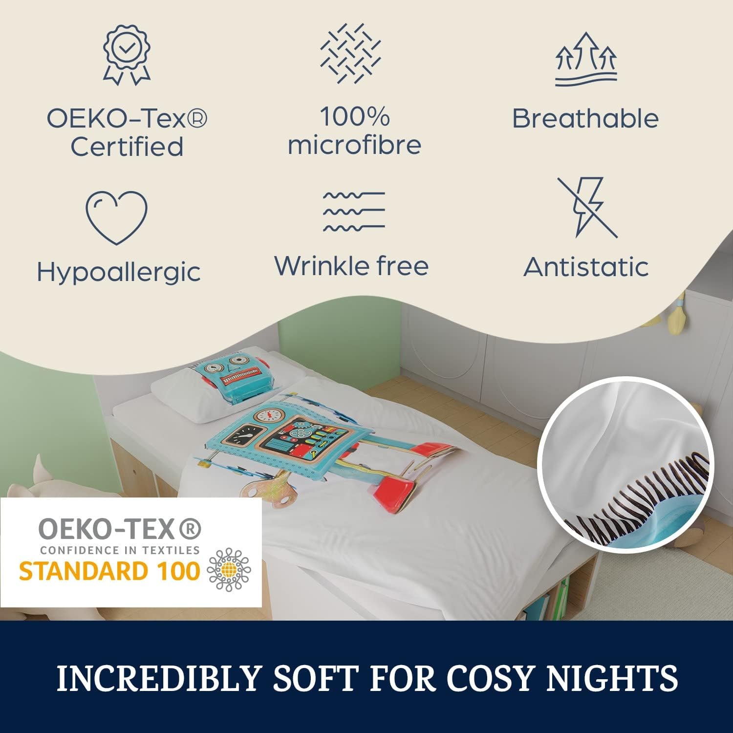 Detalle 2 de Sleepwise Toddler Duvet and Pillow Set, 135 x 200 cm OEKO-TEX® Fleece