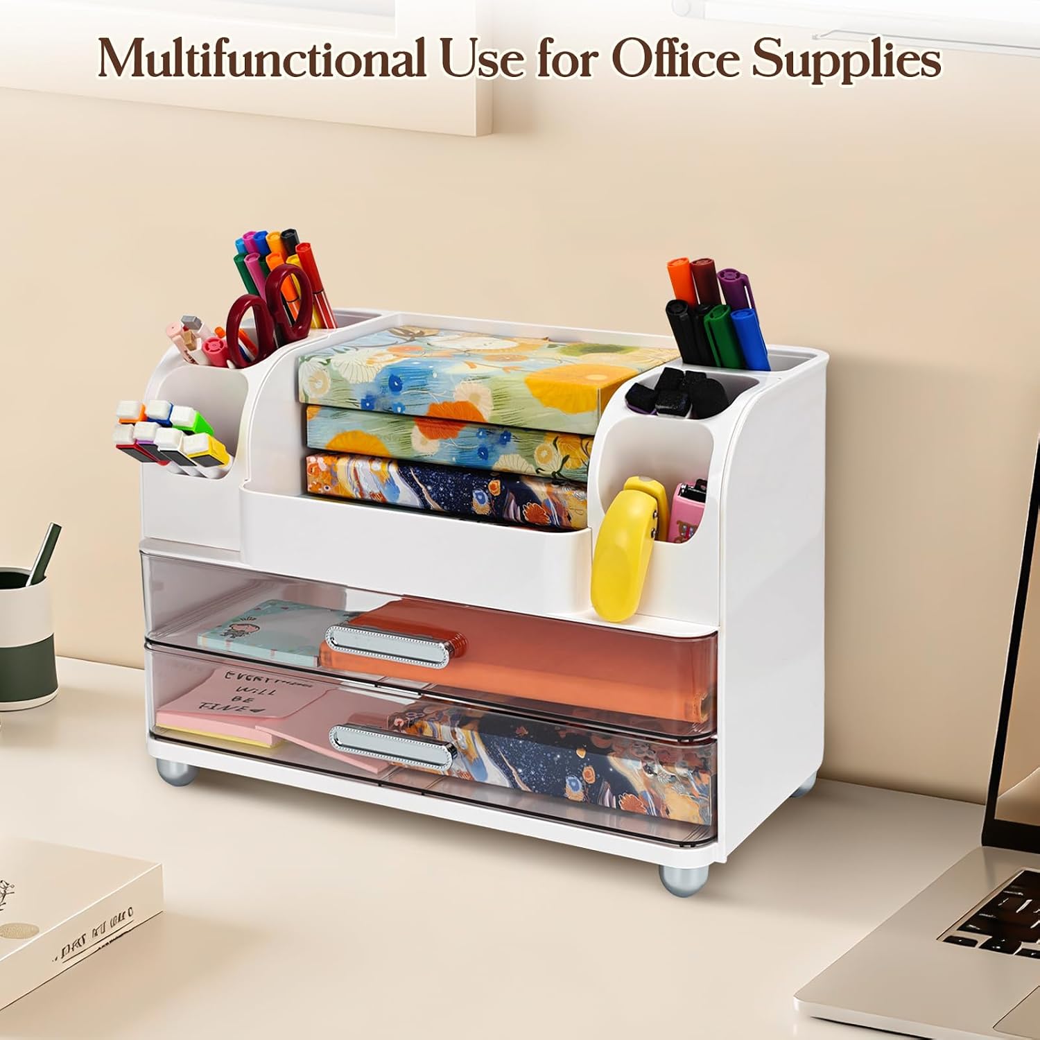 Thumbnail 6 de Mounting UP Makeup Organizer with 2 Large Drawers – White, UK